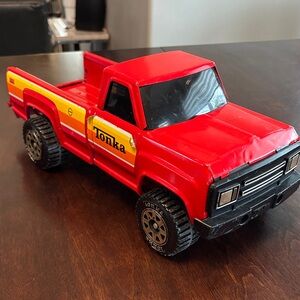 Tonka Red Pickup Truck with Yellow & Orange Stripes